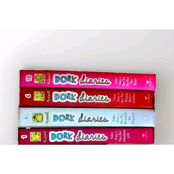 Dork Diaries Books Lot Of 4! Hardcover #1, #4, #6, & #10 By Rachel Renee Russell - Picture 1 of 13